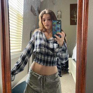 Black and White Plaid Blouse